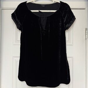 Theory Black Velvet Cap Sleeve Blouse